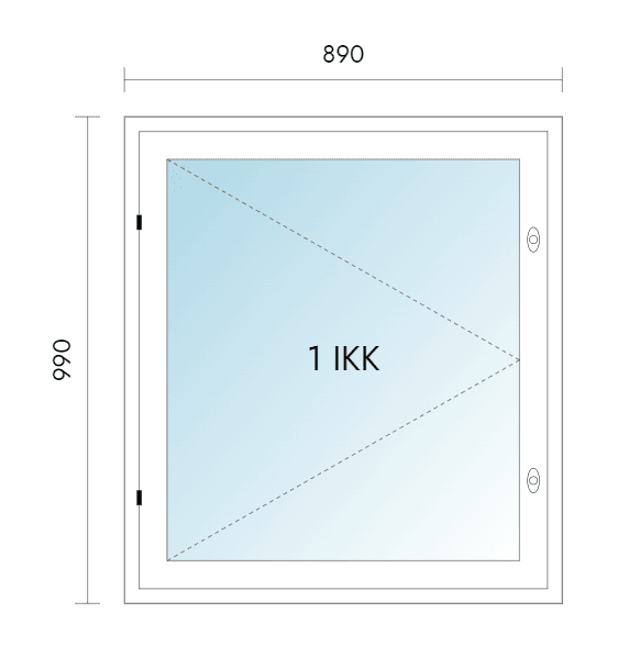 Avattava ikkuna 890x990 mm MSEA valk/170mm