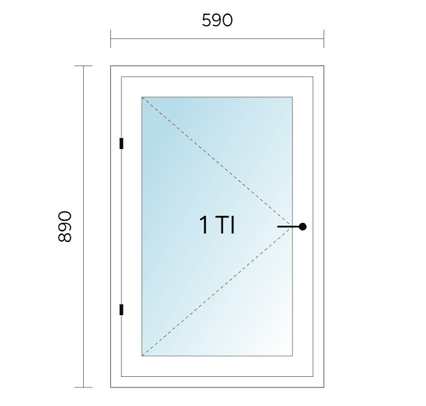 Avattava tuuletusikkuna 590 x 890 mm MSEA valk/170mm
